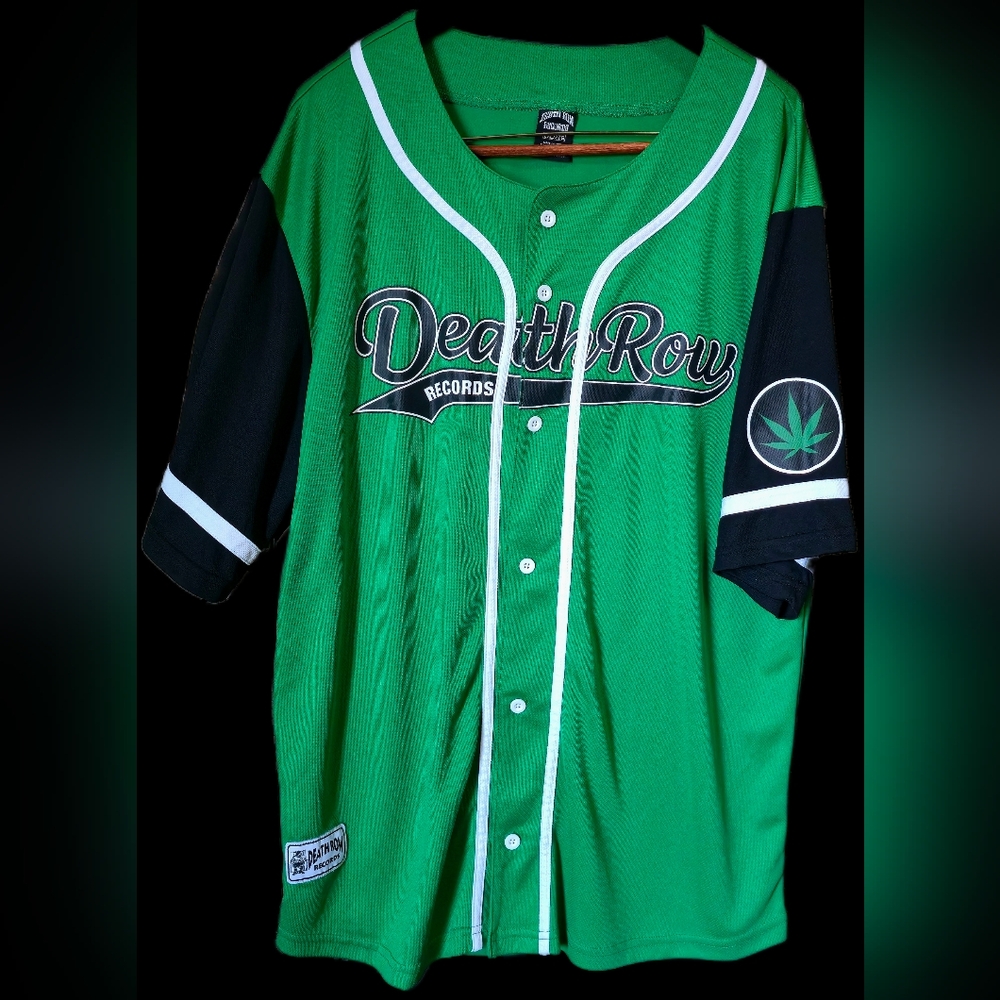 Death Row Records Green Black Baseball Jersey #91 Men's L Hip Hop Rap 2XL - Picture 4 of 15